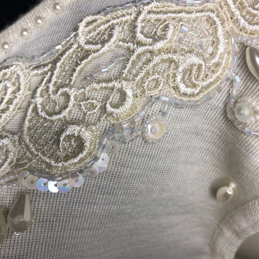 Carole Little Cream Pearl Sequin Small Dress - Picture 8 of 10